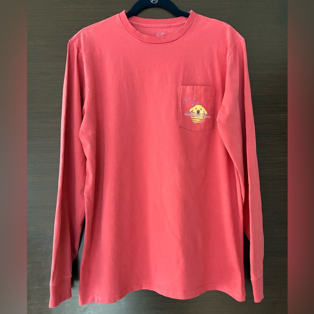 Vineyard Vines Long Sleeve Golden Retriever T-Shirts Coral